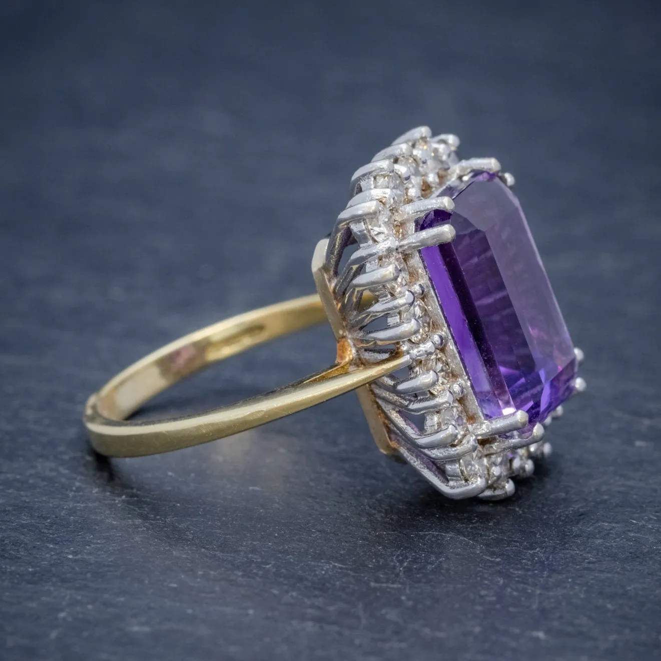 Vintage Amethyst Cluster Ring 18Ct Gold Circa 1950