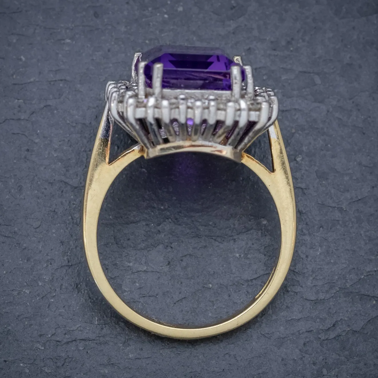 Vintage Amethyst Cluster Ring 18Ct Gold Circa 1950