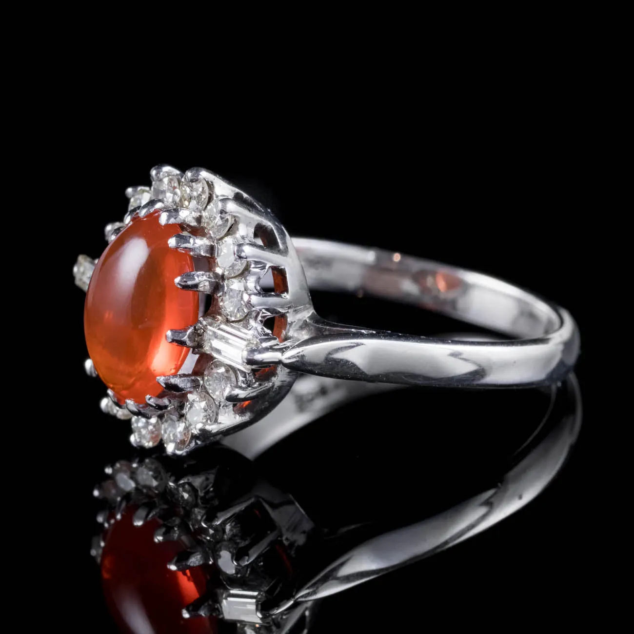 Vintage Fire Opal Diamond Cluster Ring 1.75ct Opal