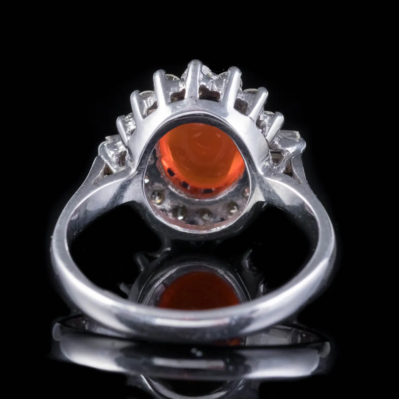 Vintage Fire Opal Diamond Cluster Ring 1.75ct Opal