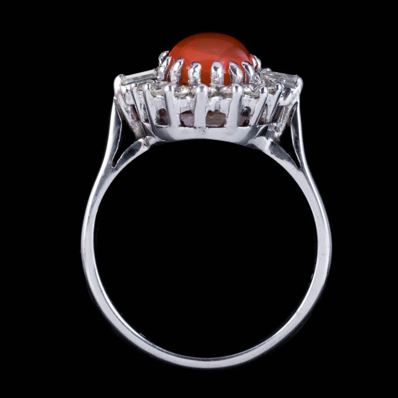 Vintage Fire Opal Diamond Cluster Ring 1.75ct Opal
