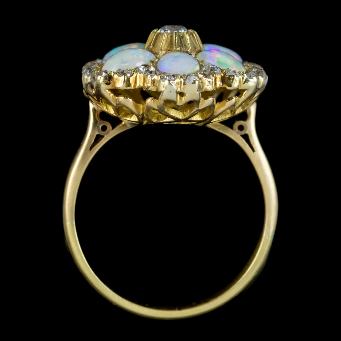 Vintage Opal Diamond Cluster Ring 3ct Of Opal