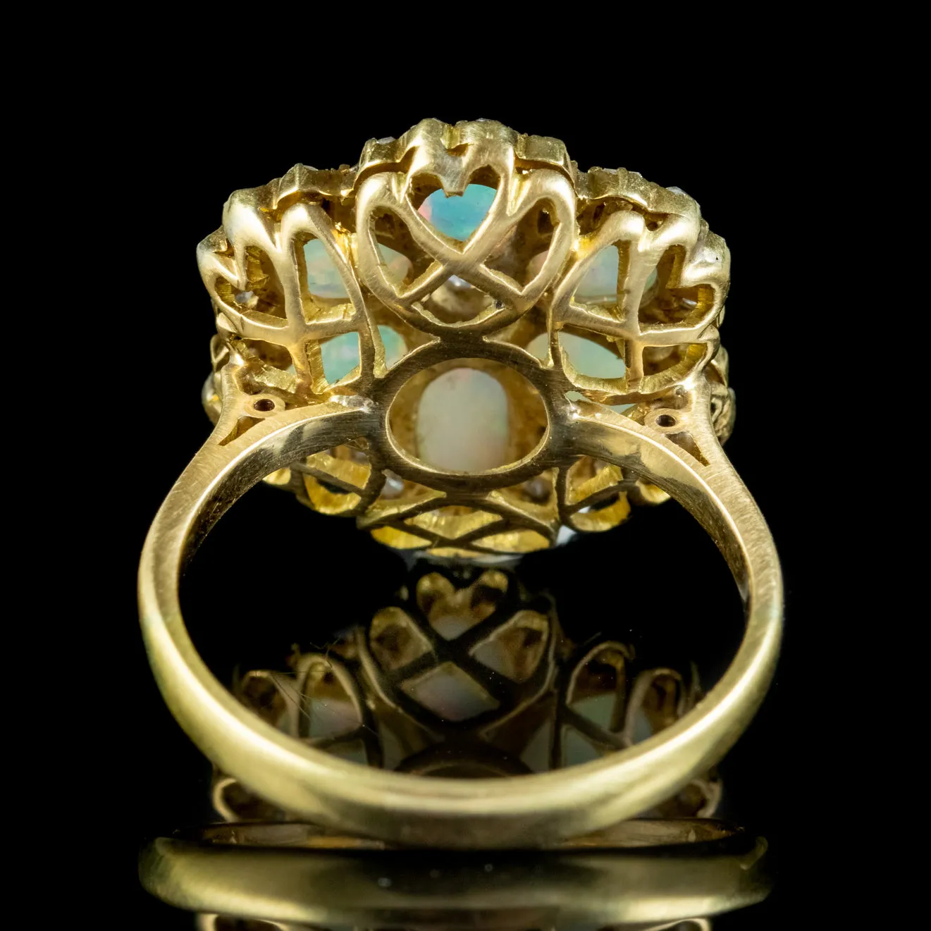 Vintage Opal Diamond Cluster Ring 3ct Of Opal
