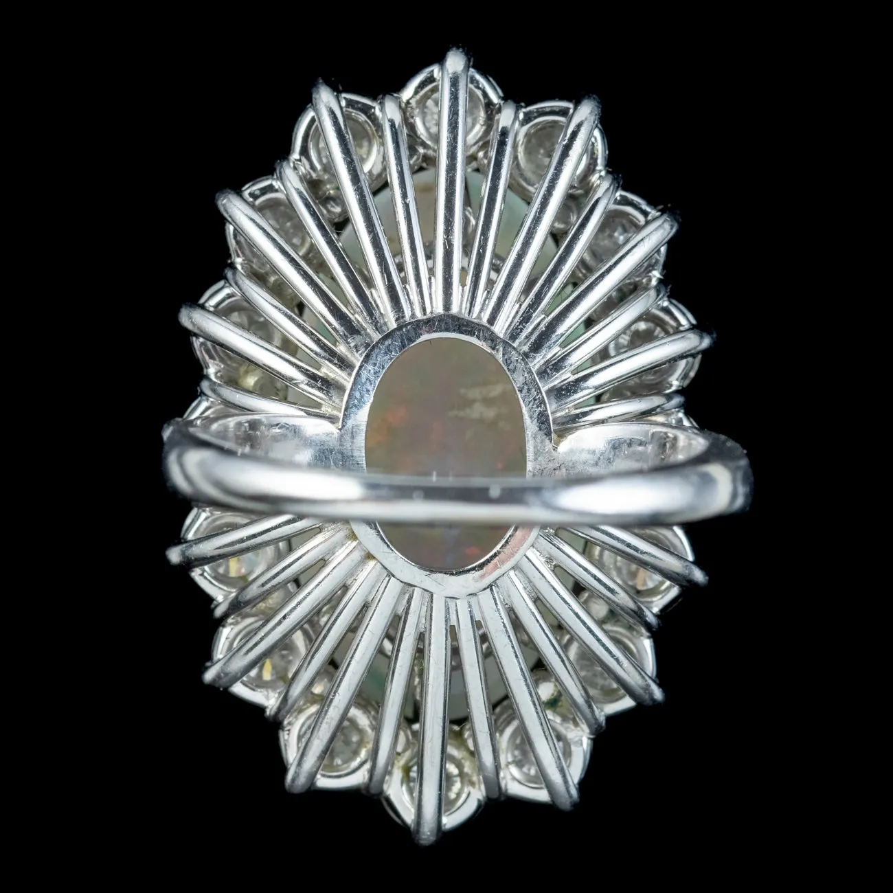 Vintage Opal Diamond Cocktail Ring 12ct Opal 4ct Diamond
