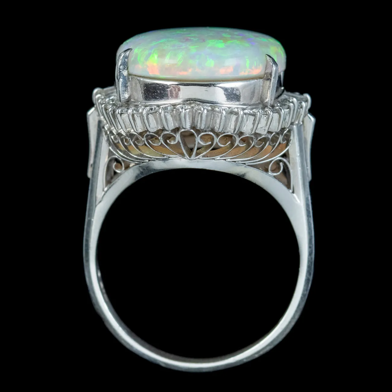 Vintage Opal Diamond Cocktail Ring 8.74ct Natural Opal