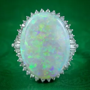 Vintage Opal Diamond Cocktail Ring 8.74ct Natural Opal