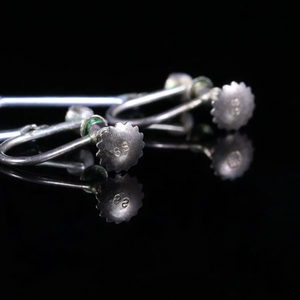 Vintage Pearl Paste Silver Earrings Screw Backs