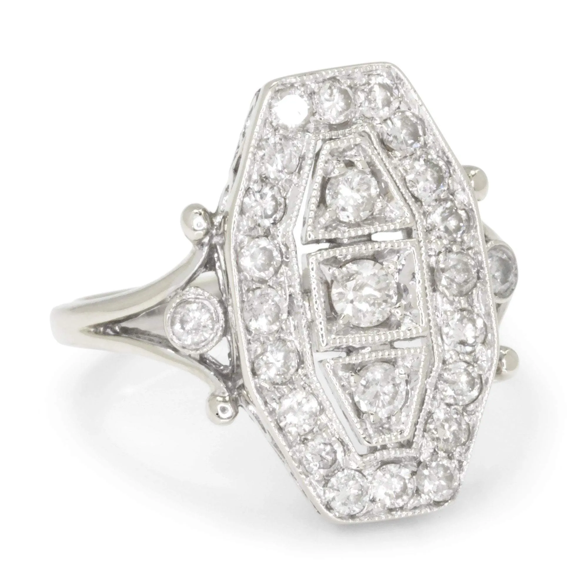 Vintage Reproduction Diamond Dinner Ring 14K .65ctw