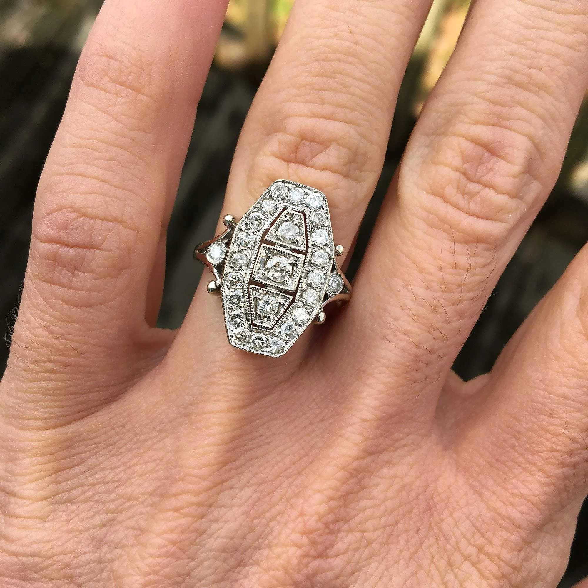 Vintage Reproduction Diamond Dinner Ring 14K .65ctw