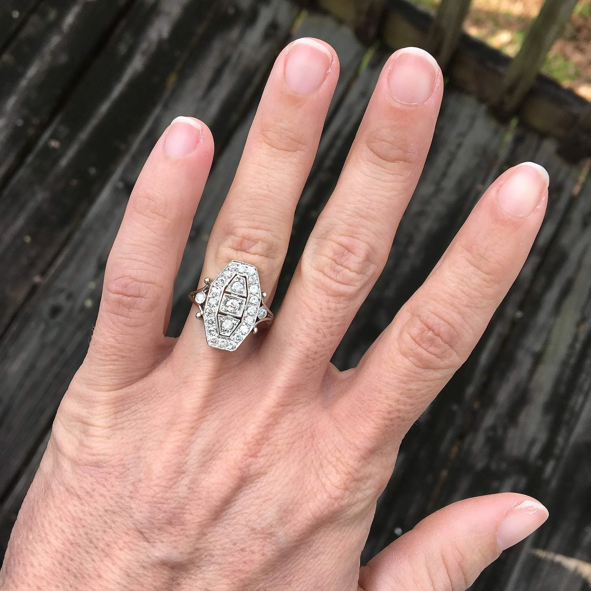 Vintage Reproduction Diamond Dinner Ring 14K .65ctw