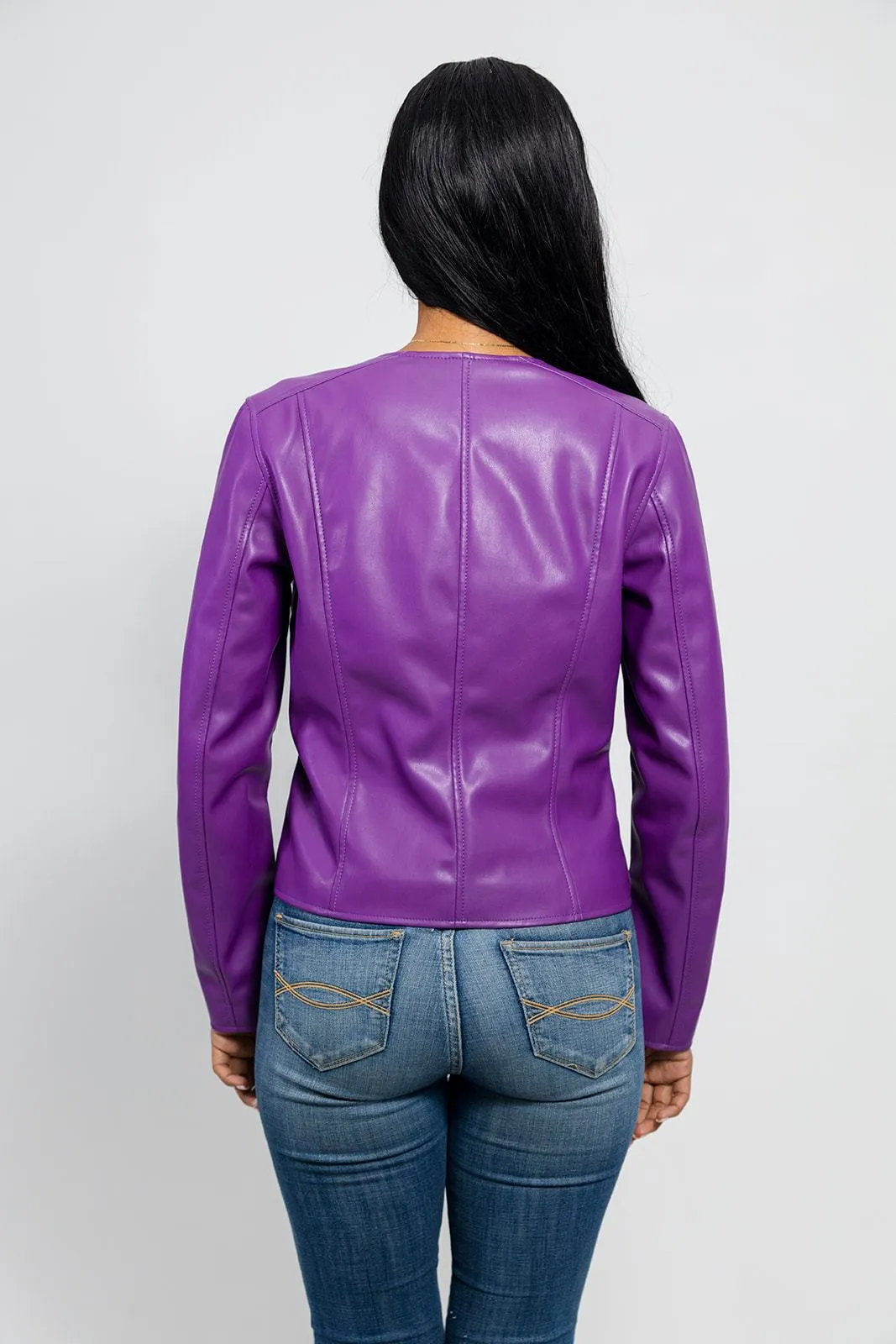 Violet Womens Vegan Faux Leather Jacket