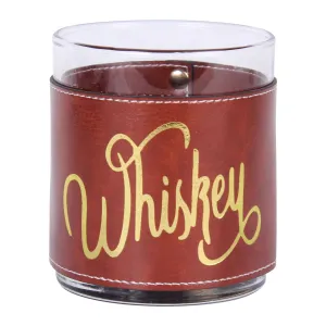 Whiskey Word- Gold Faux Leather Rocks Glass