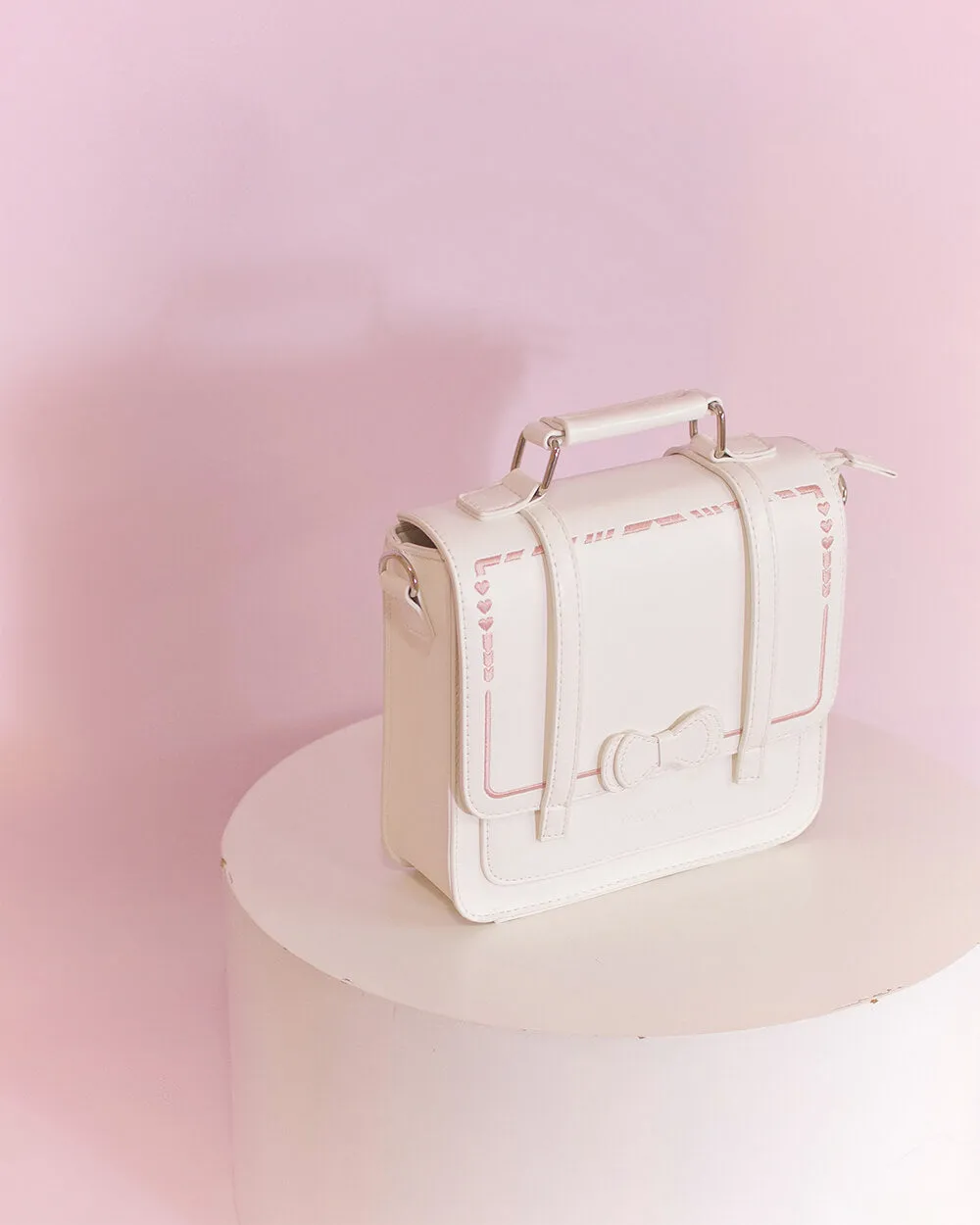 White & Cow Pattern Bow Square Bag
