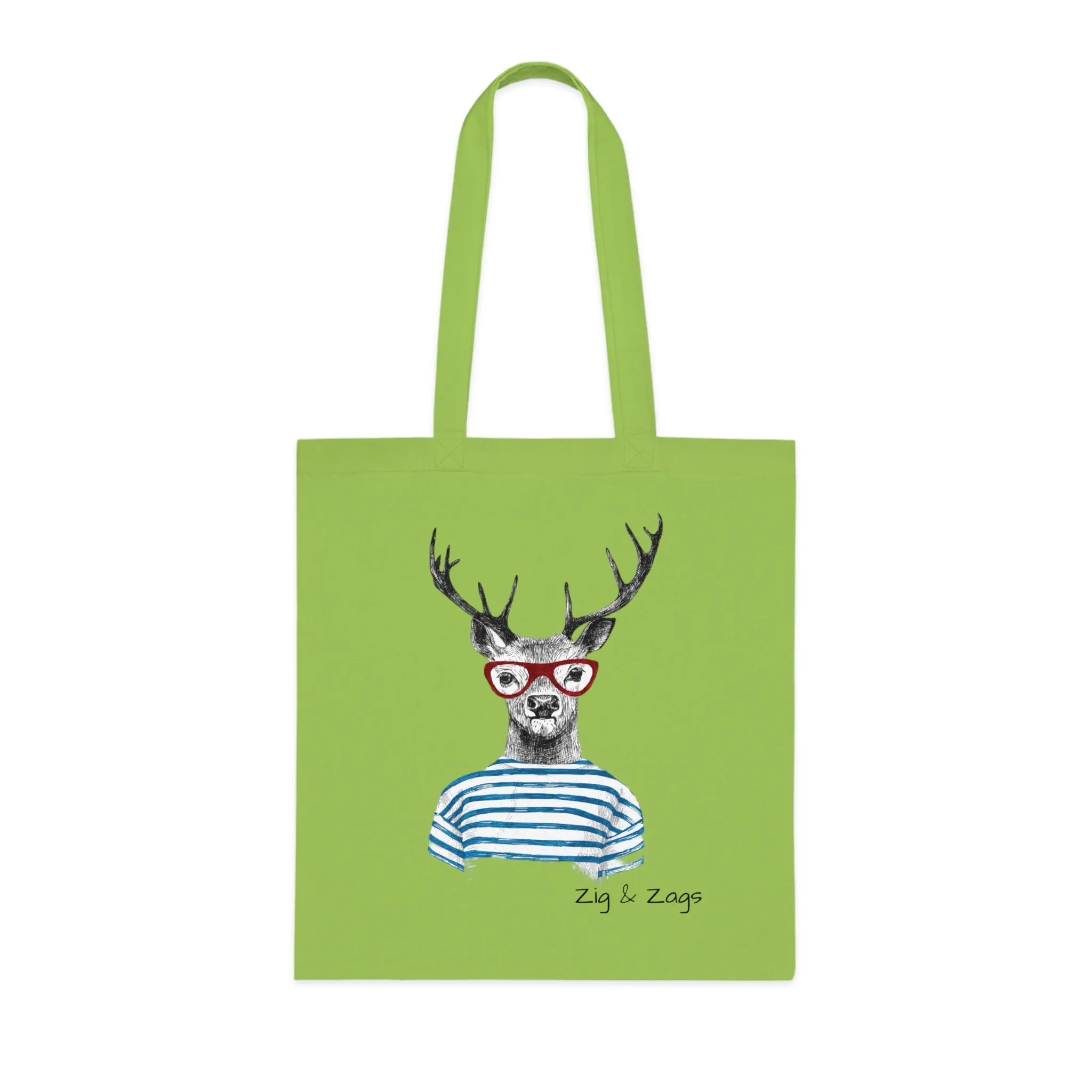 Wild and Free Stag Glasses Drawing Cotton Tote Bag