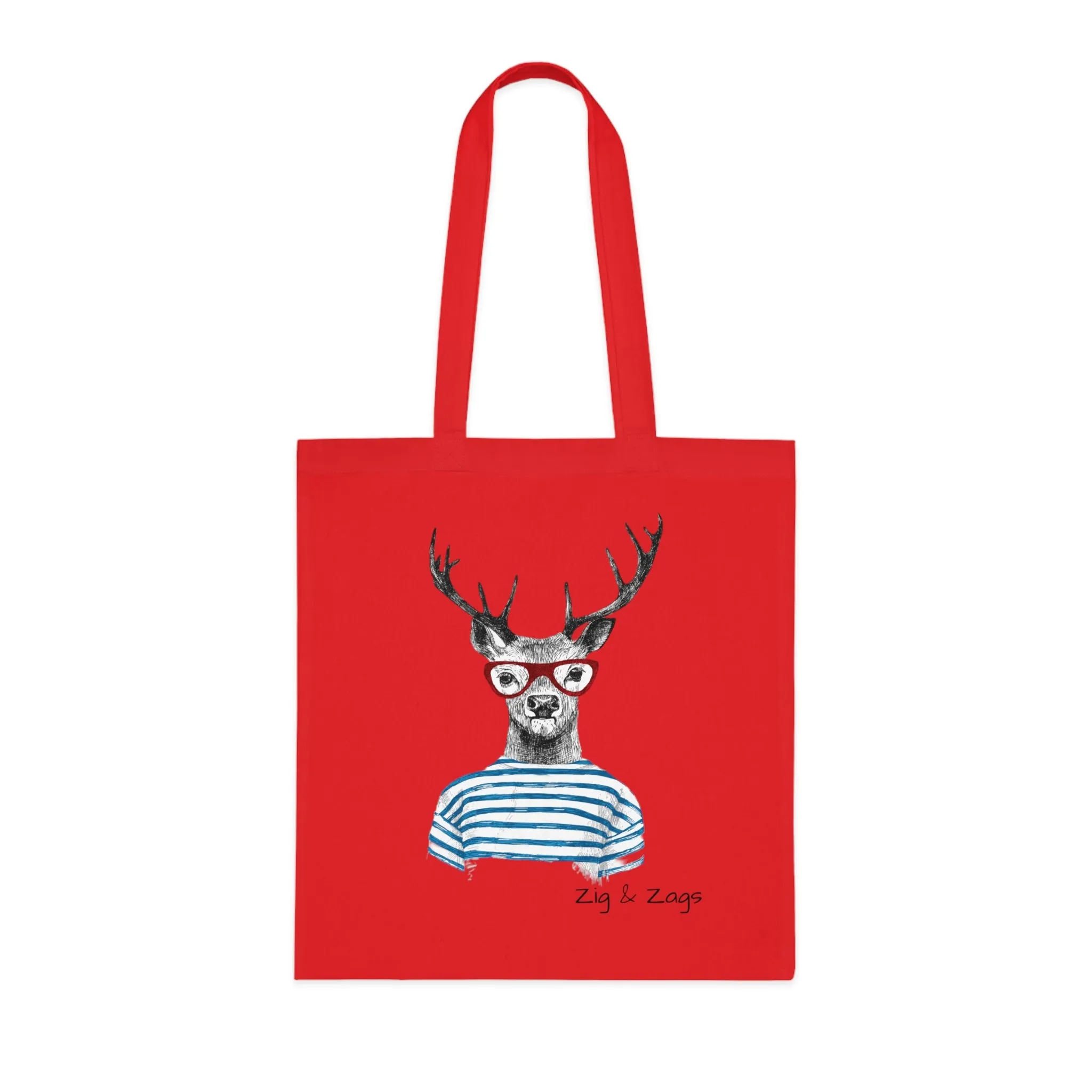 Wild and Free Stag Glasses Drawing Cotton Tote Bag