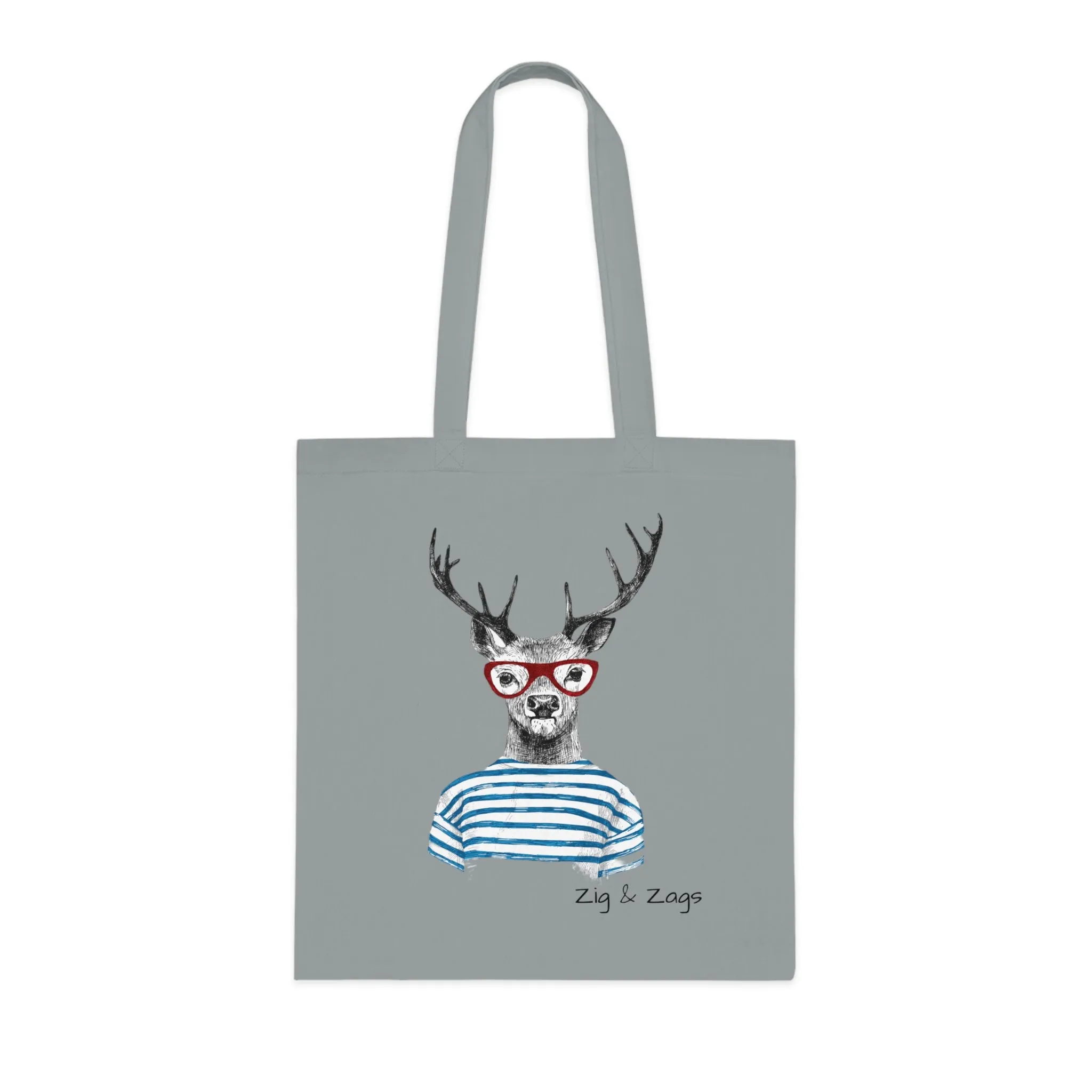 Wild and Free Stag Glasses Drawing Cotton Tote Bag