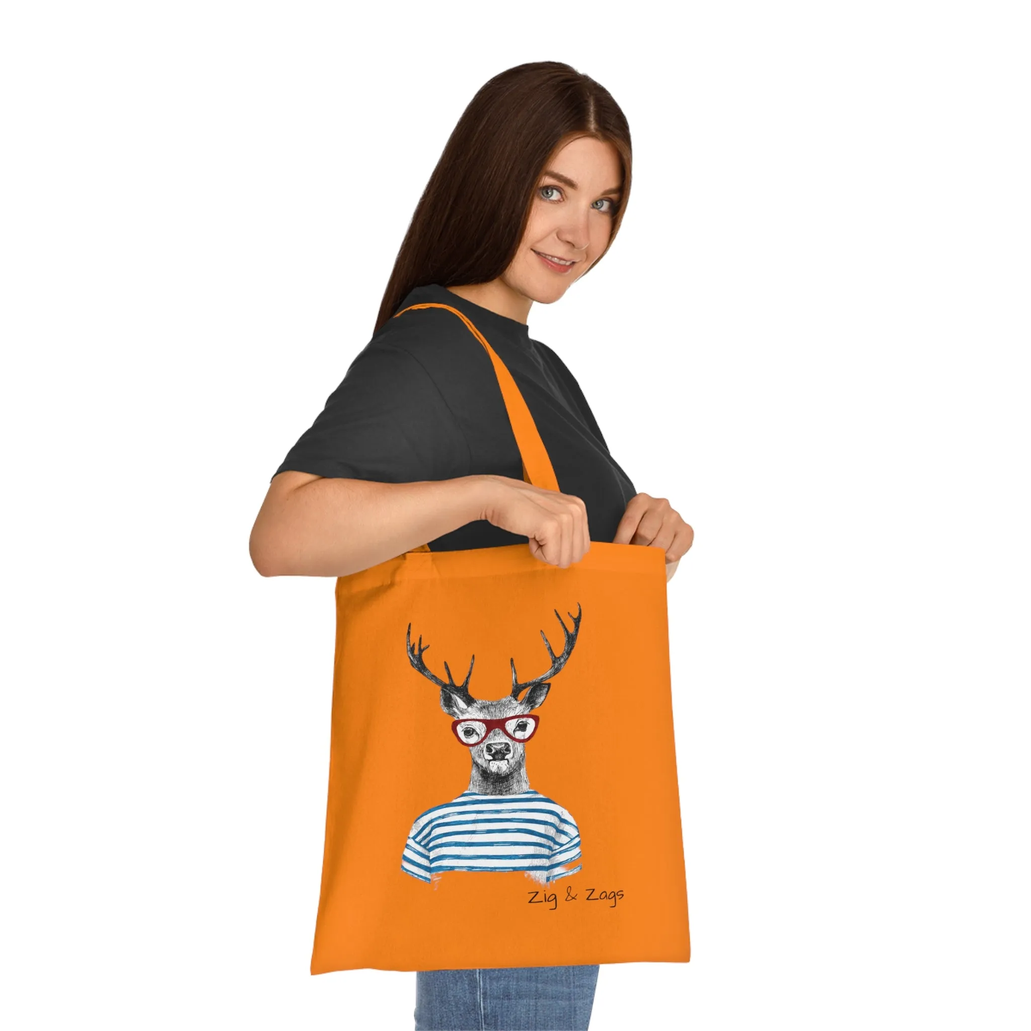 Wild and Free Stag Glasses Drawing Cotton Tote Bag