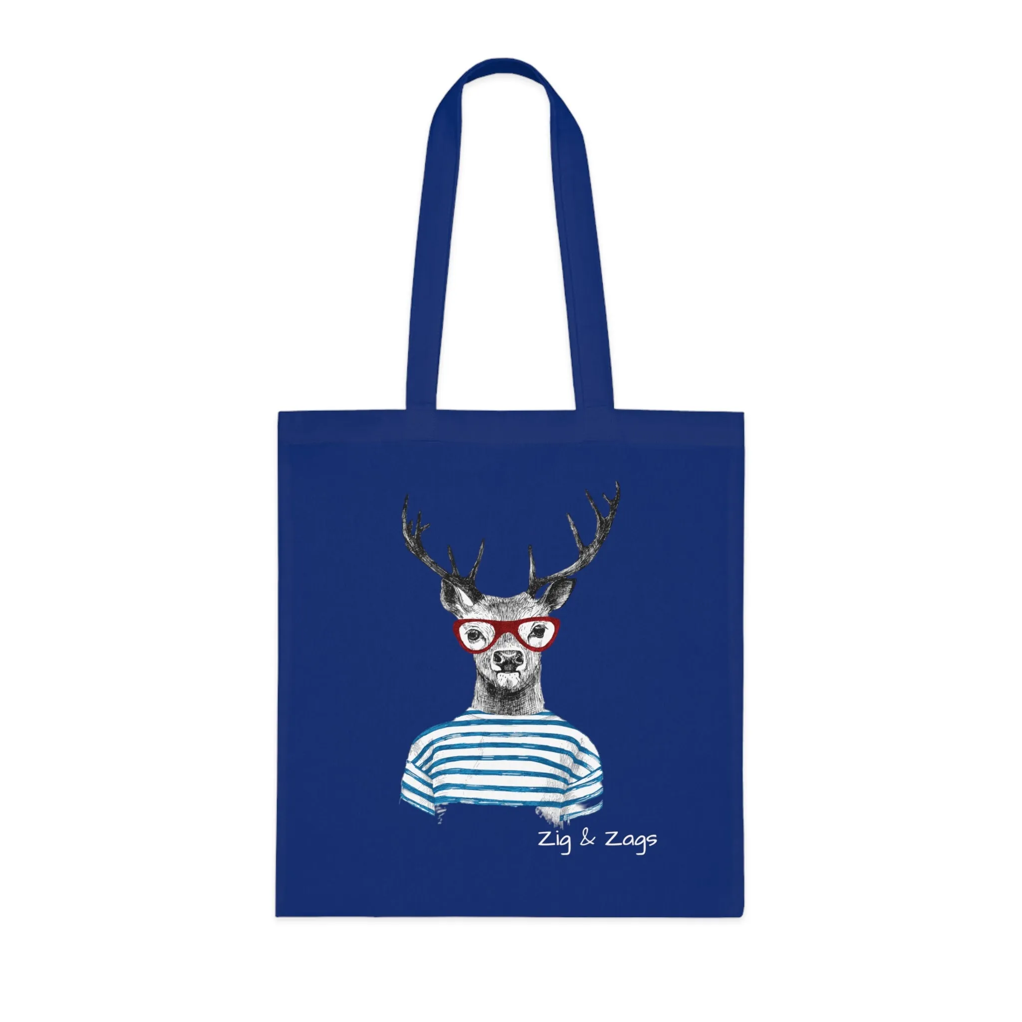 Wild and Free Stag Glasses Drawing Cotton Tote Bag