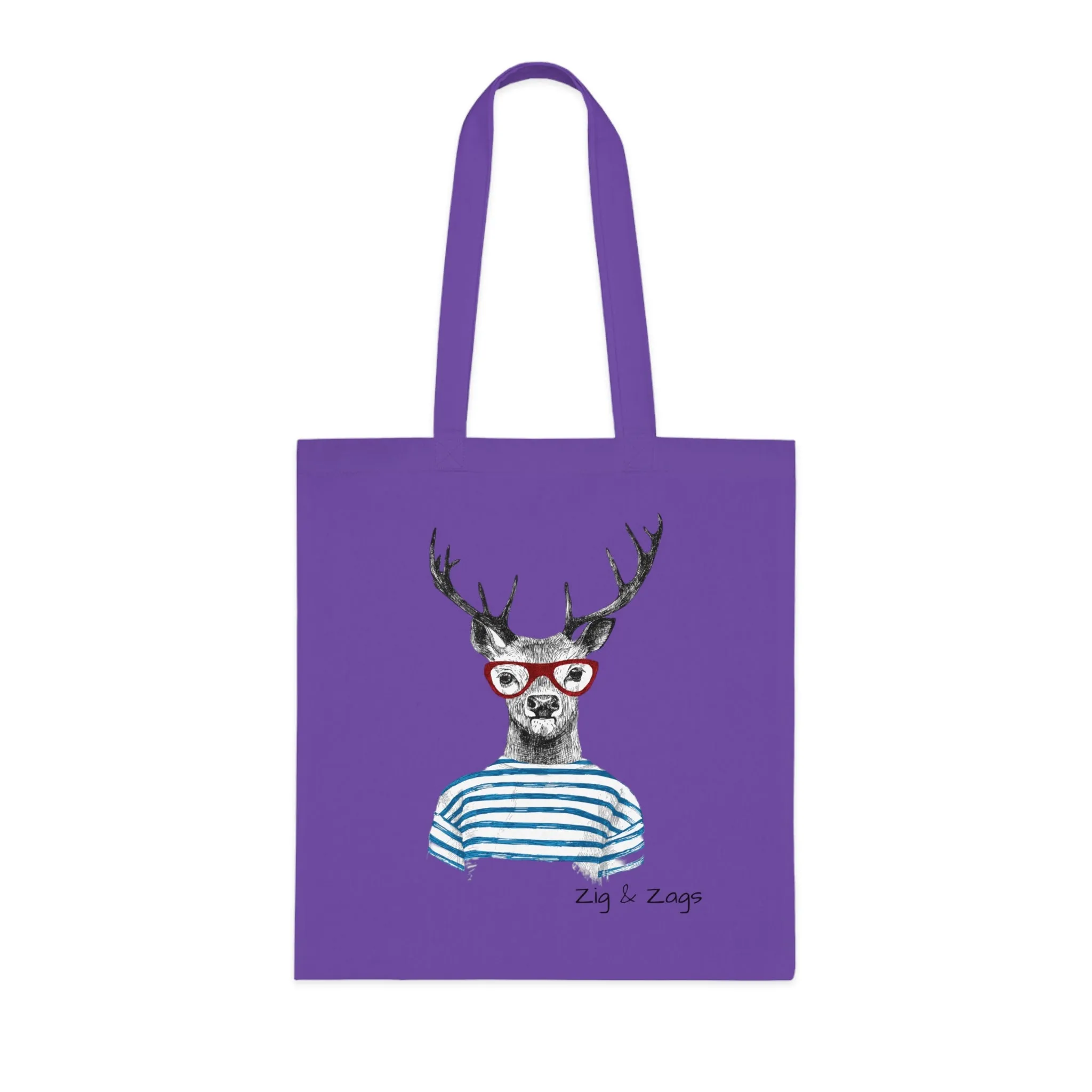 Wild and Free Stag Glasses Drawing Cotton Tote Bag