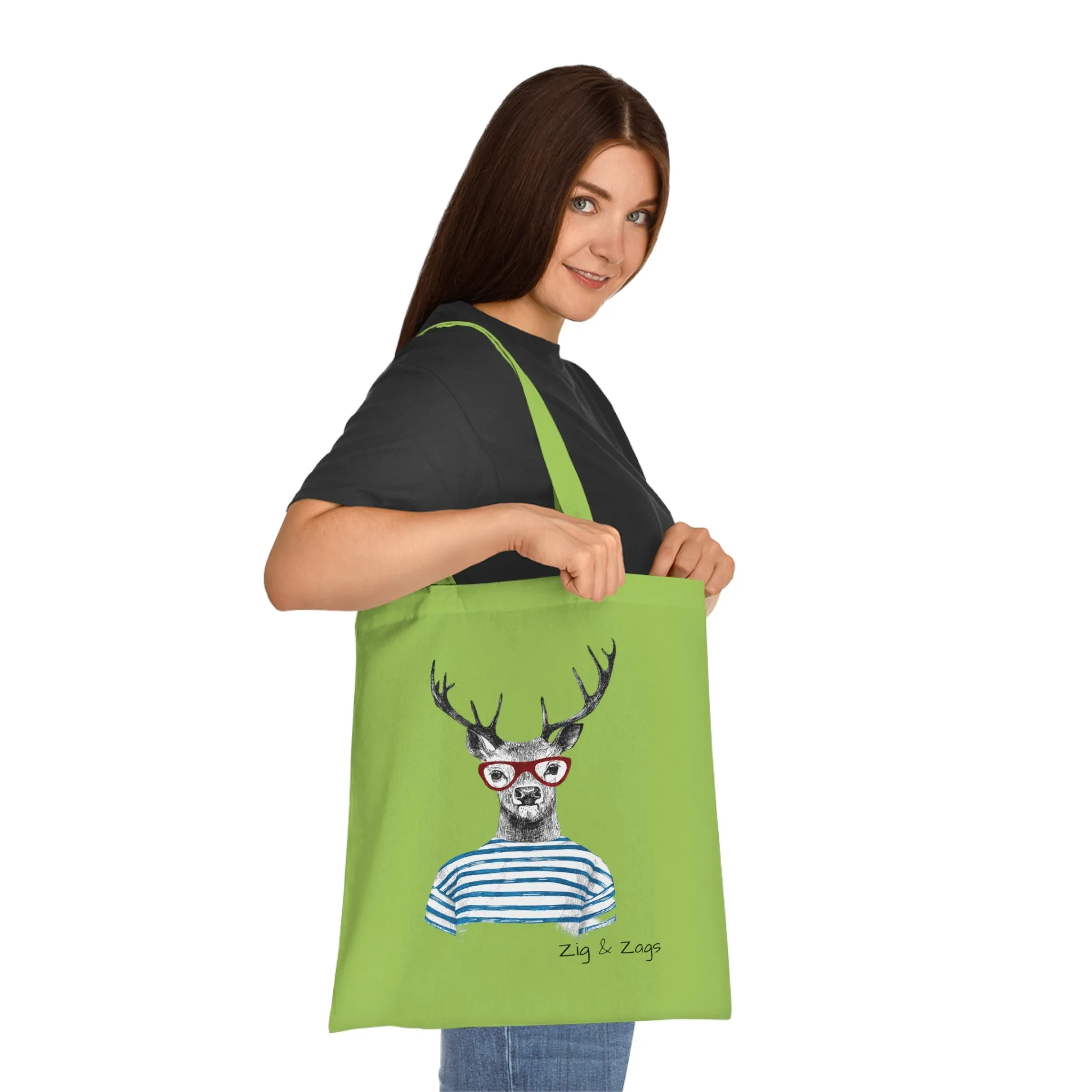 Wild and Free Stag Glasses Drawing Cotton Tote Bag