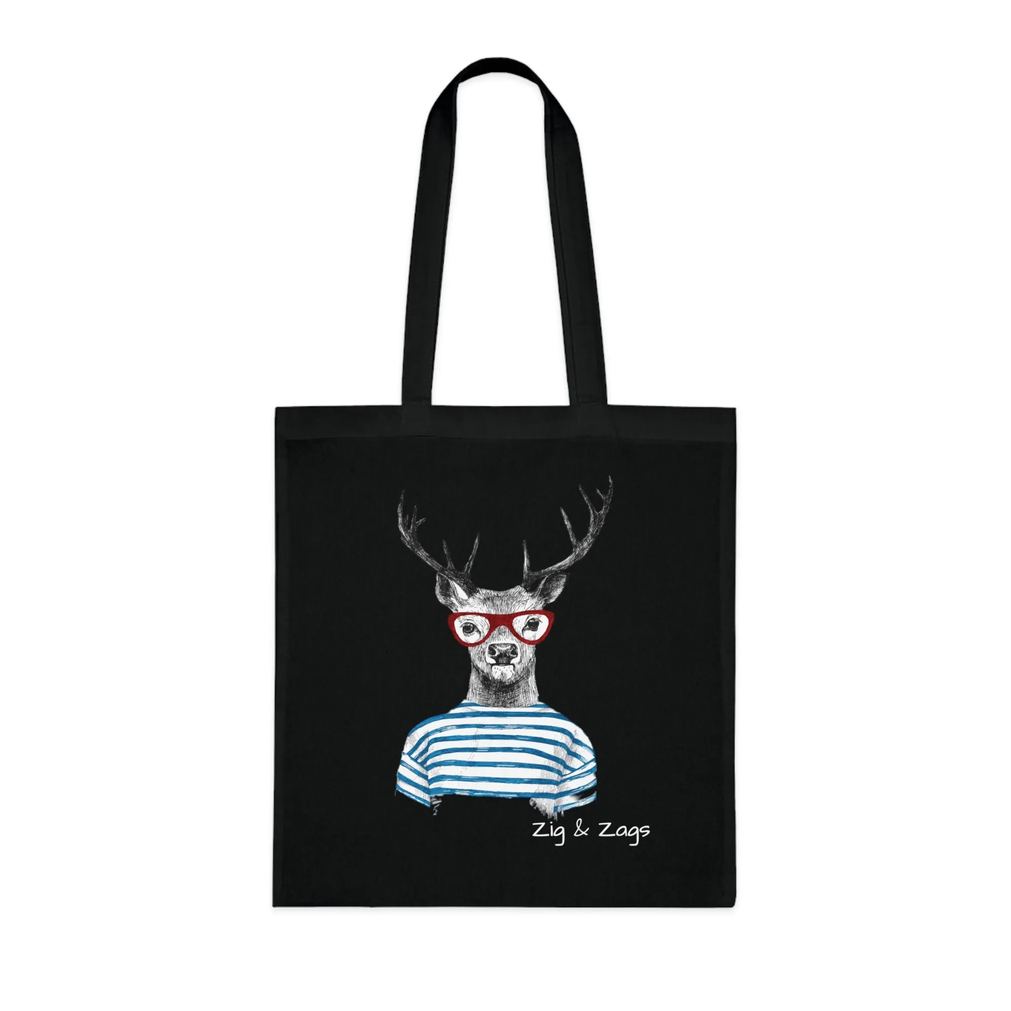 Wild and Free Stag Glasses Drawing Cotton Tote Bag