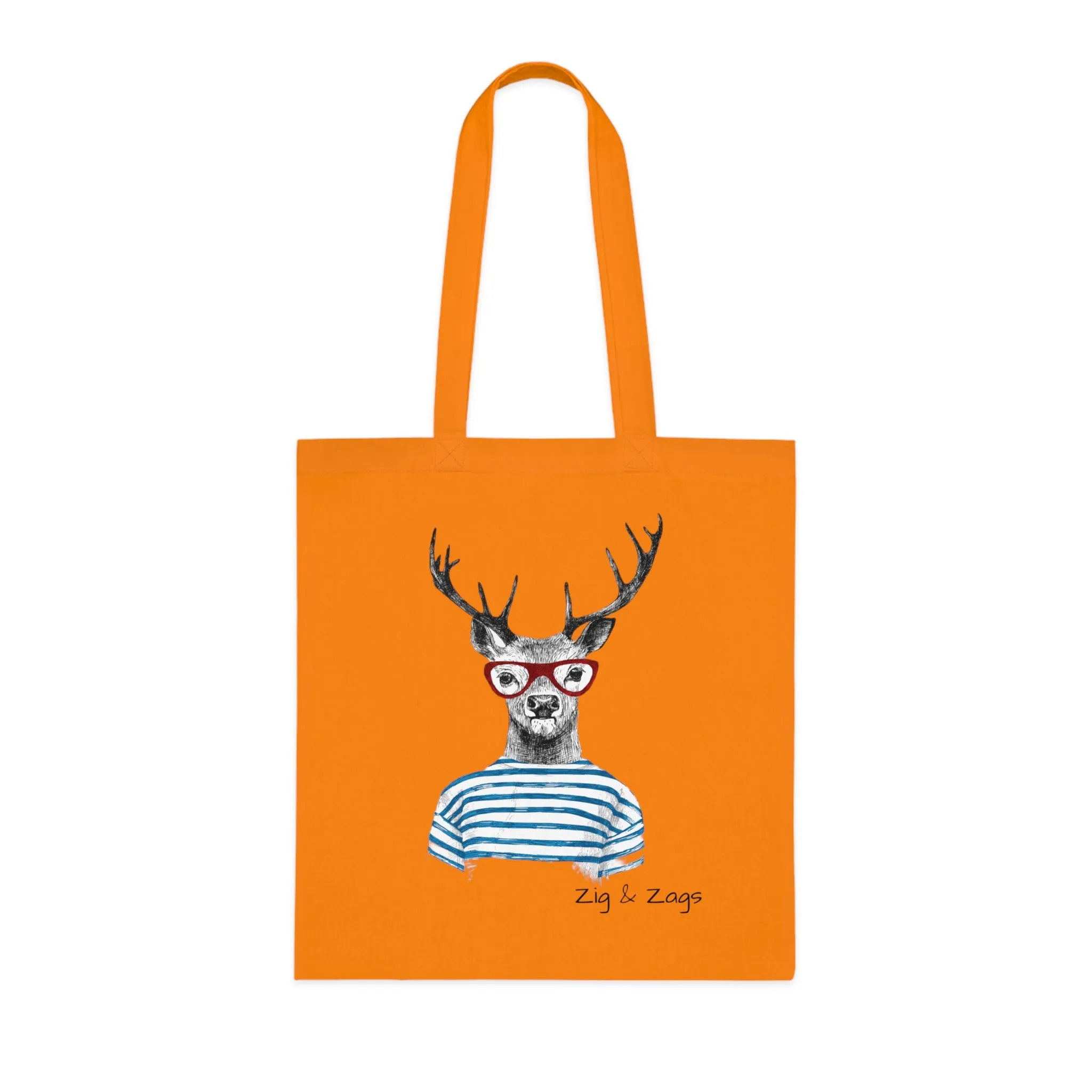 Wild and Free Stag Glasses Drawing Cotton Tote Bag