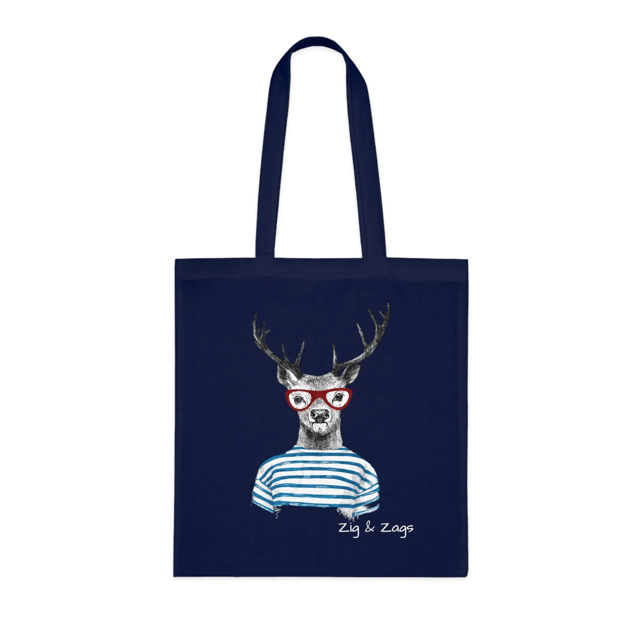 Wild and Free Stag Glasses Drawing Cotton Tote Bag