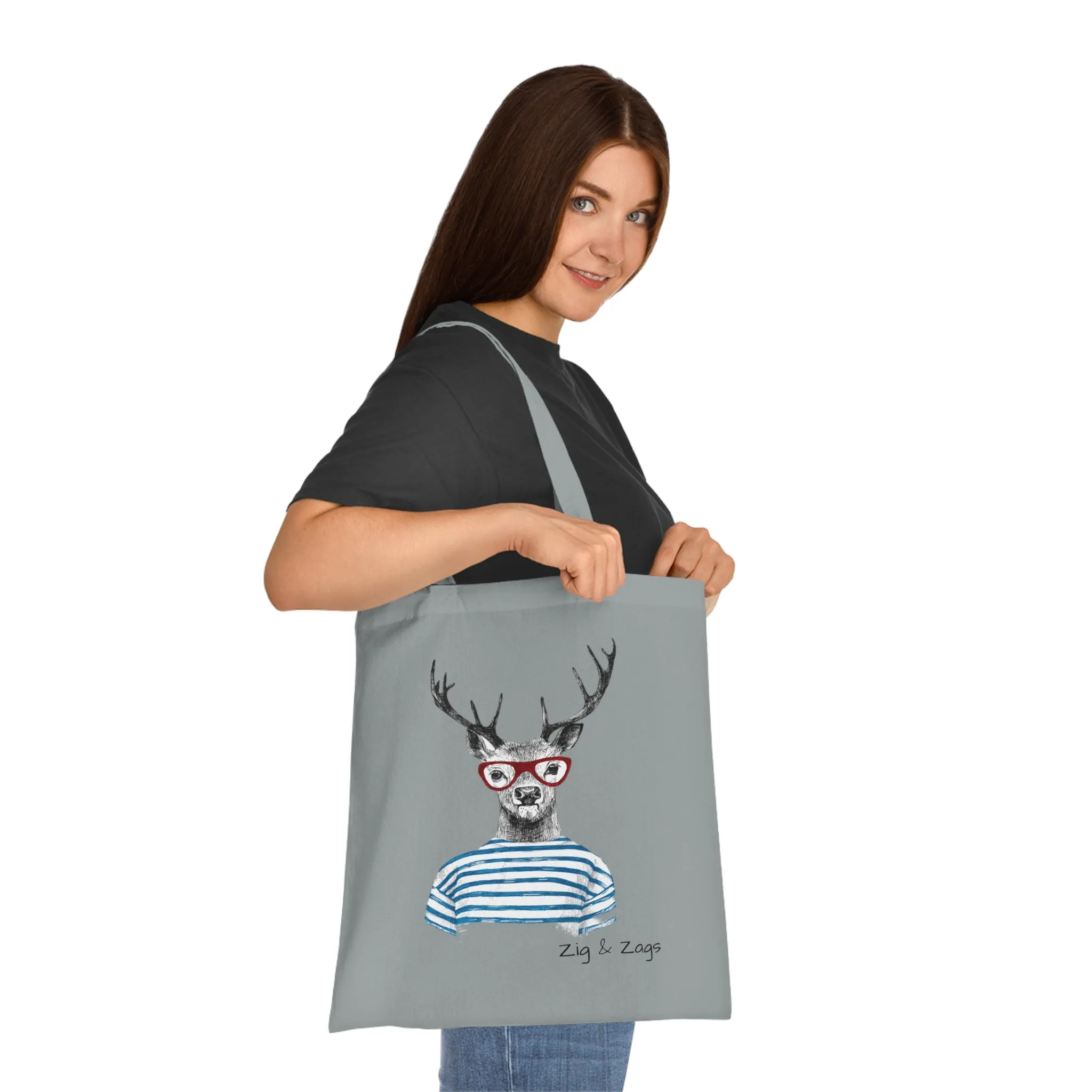 Wild and Free Stag Glasses Drawing Cotton Tote Bag