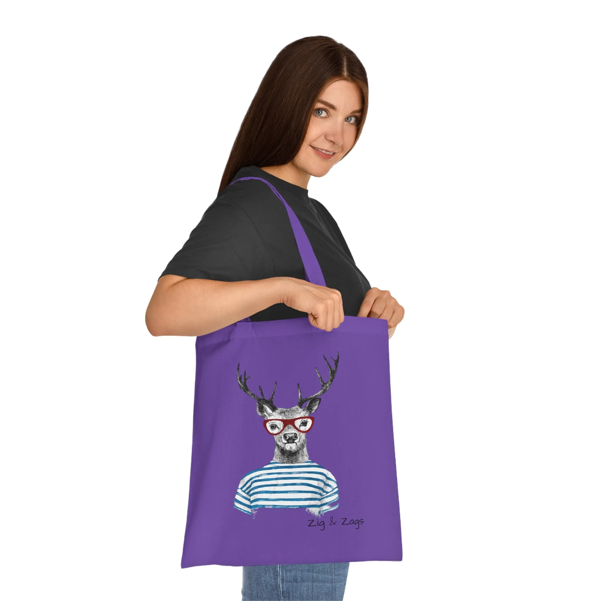 Wild and Free Stag Glasses Drawing Cotton Tote Bag