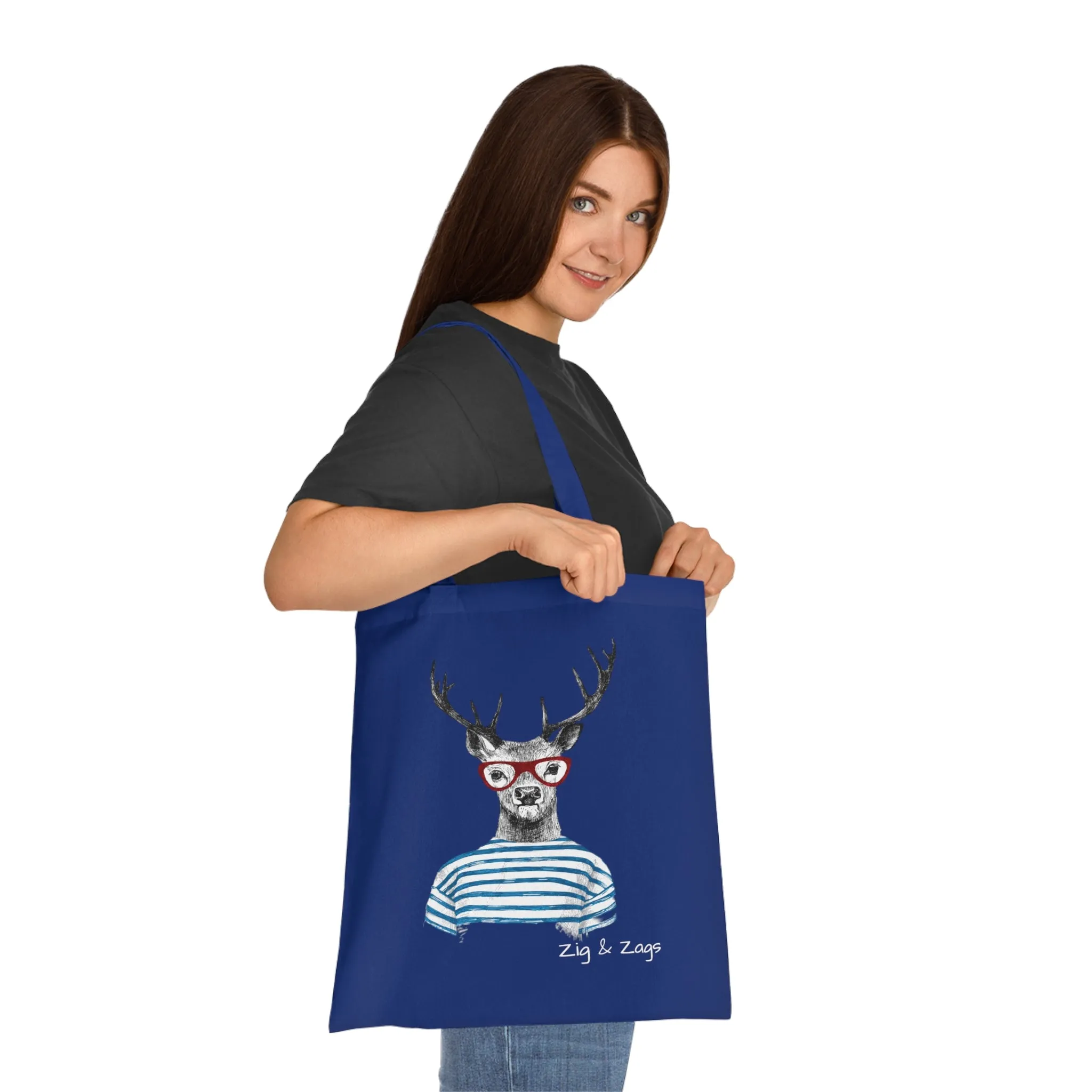 Wild and Free Stag Glasses Drawing Cotton Tote Bag