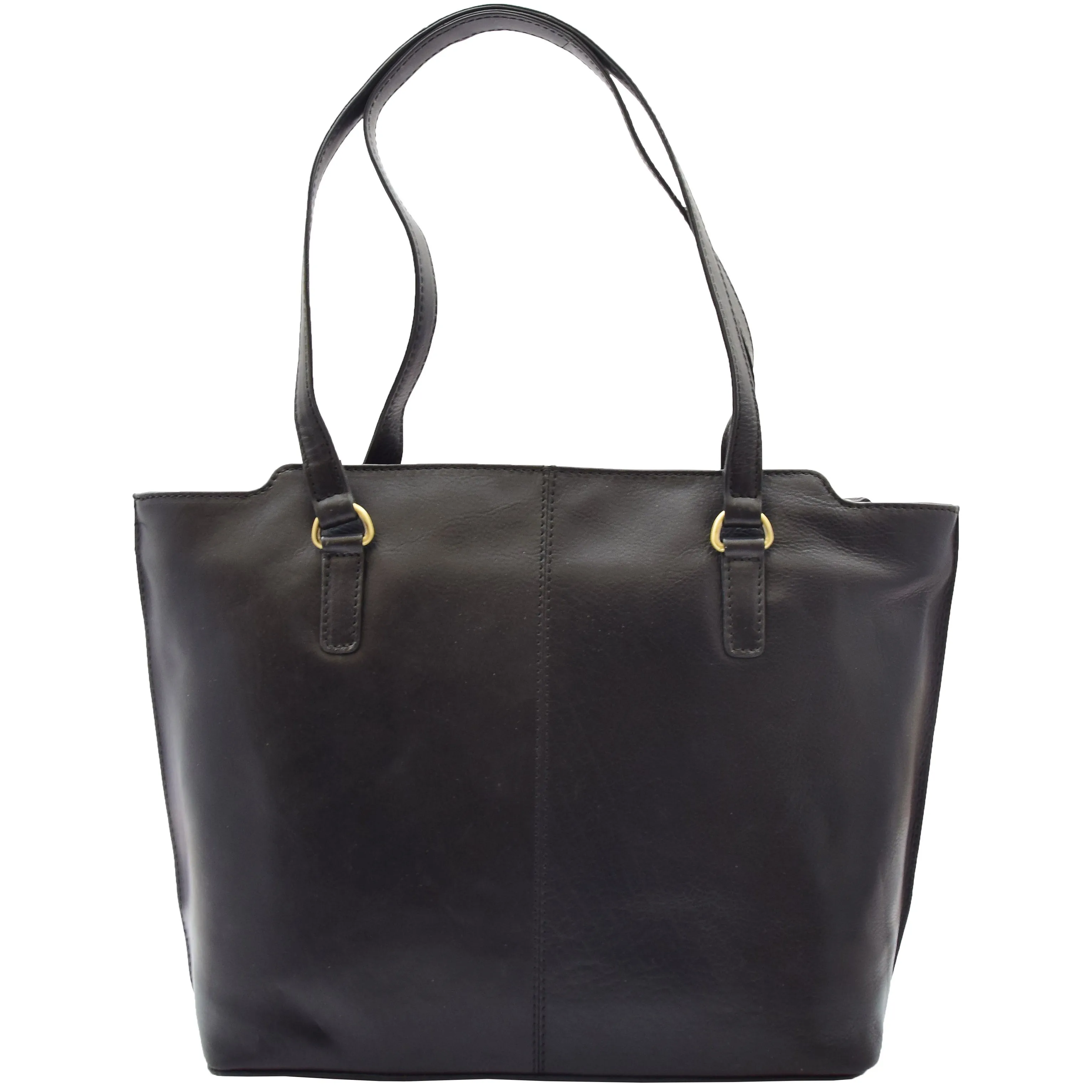 Womens Large Casual Real Leather Shoulder Handbag Greenland Black
