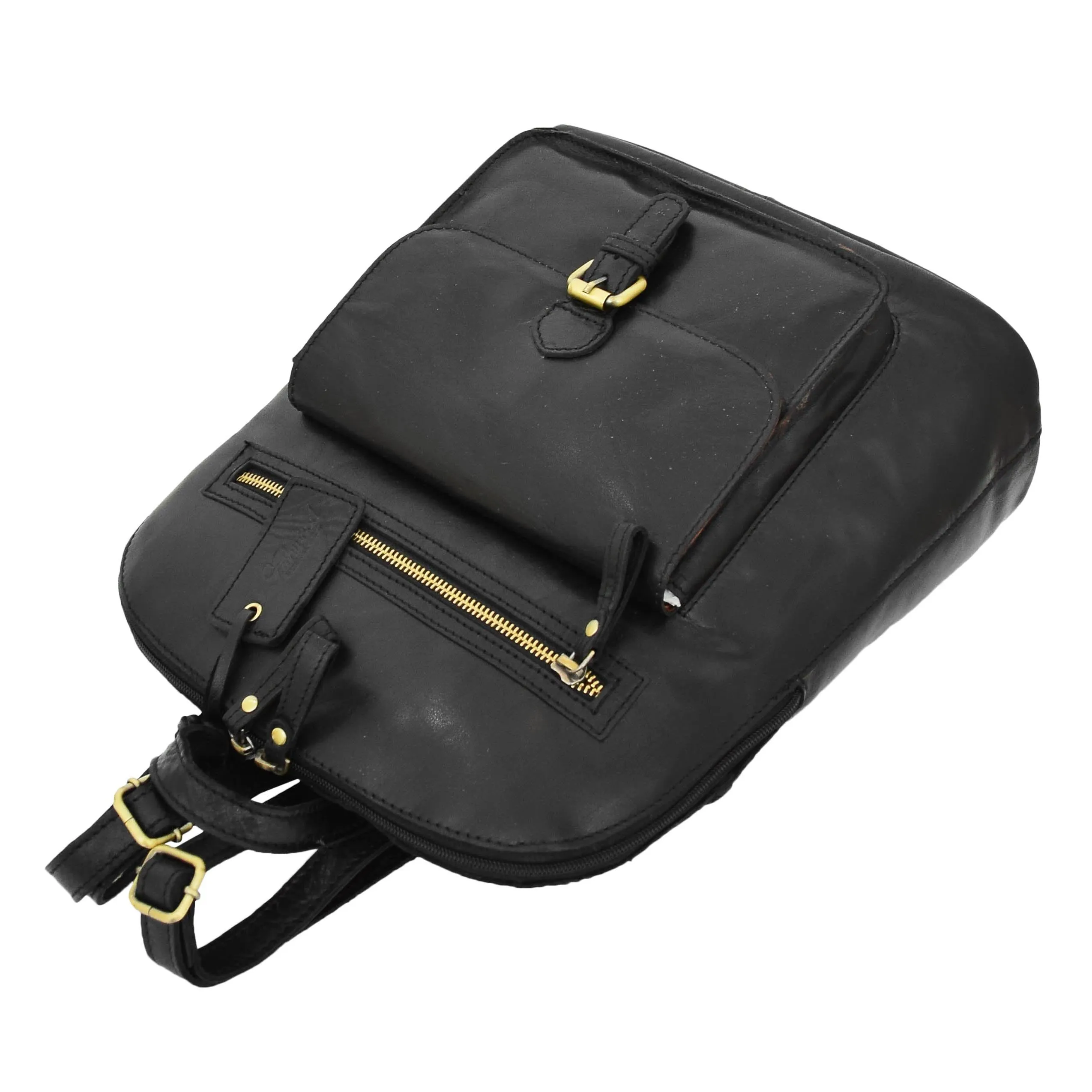 Womens Leather Casual Mid Size Backpack Doris Black