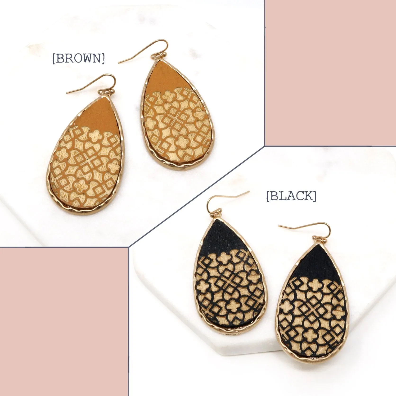 Wooden Teardrop Earring