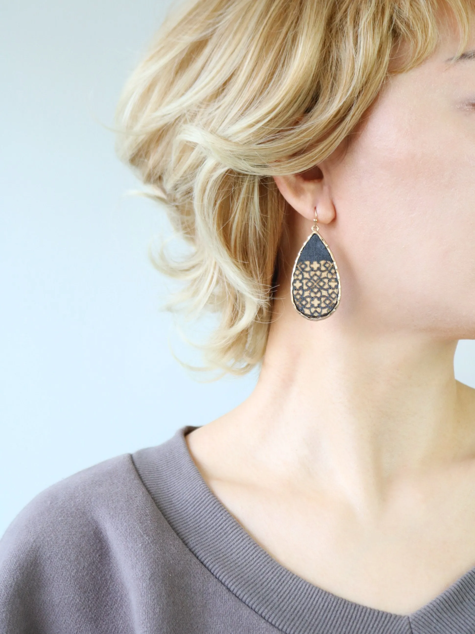 Wooden Teardrop Earring