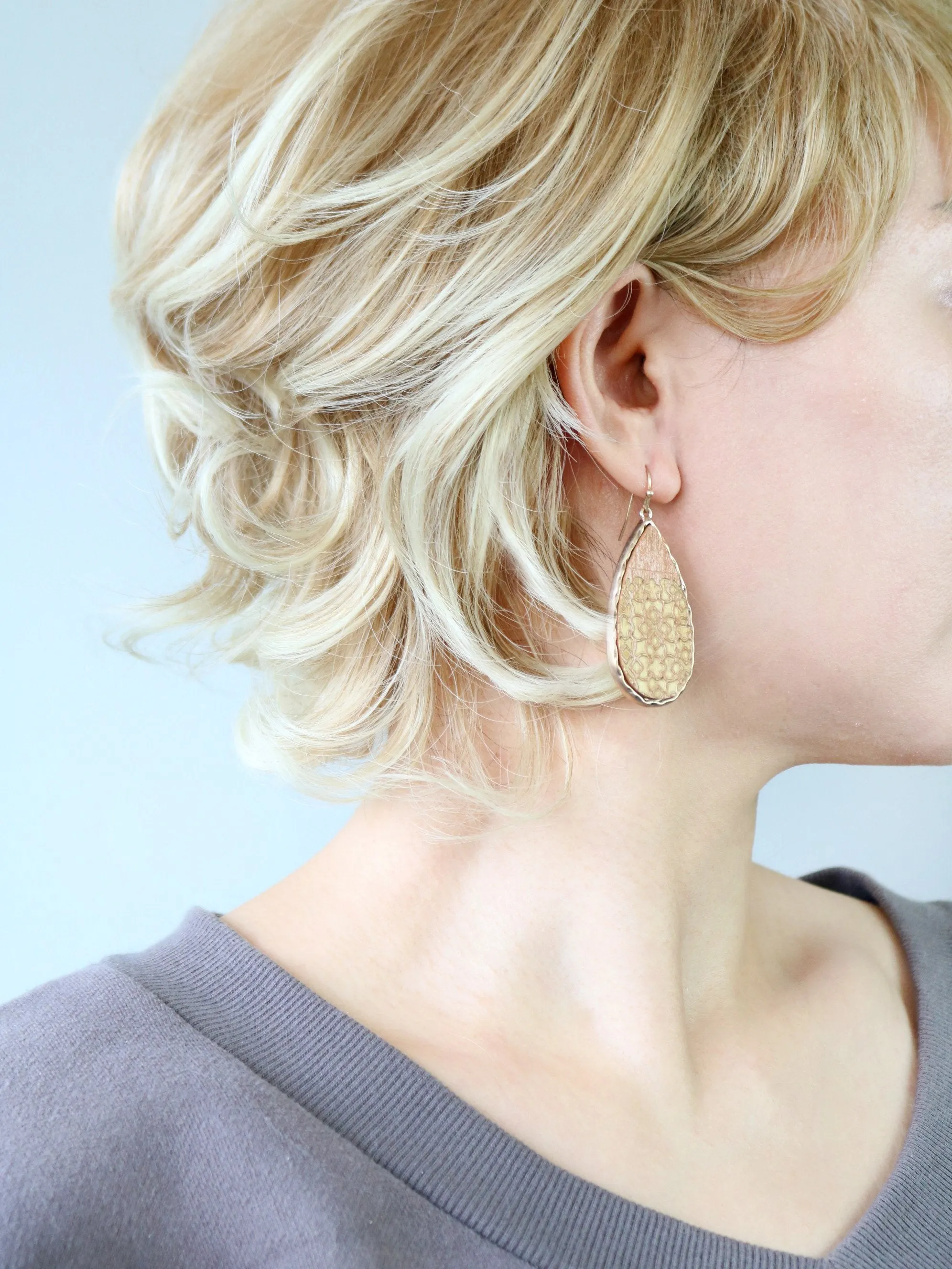 Wooden Teardrop Earring