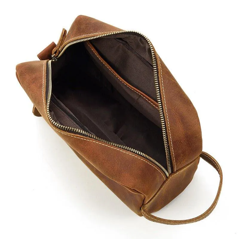 Woosir Leather Toiletry Bag Dopp Kit Shaving Case