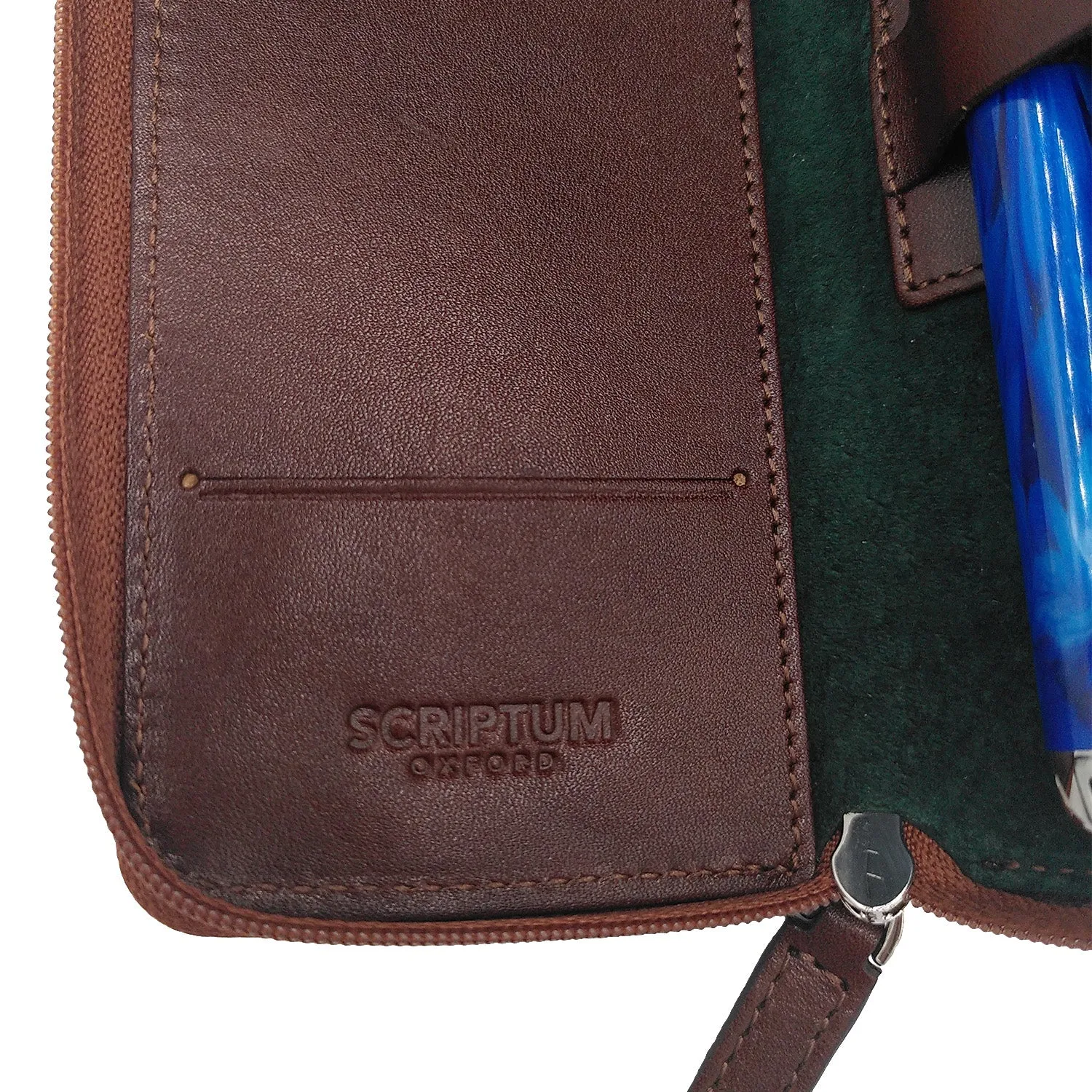 Zipped Leather Triple Pen Case