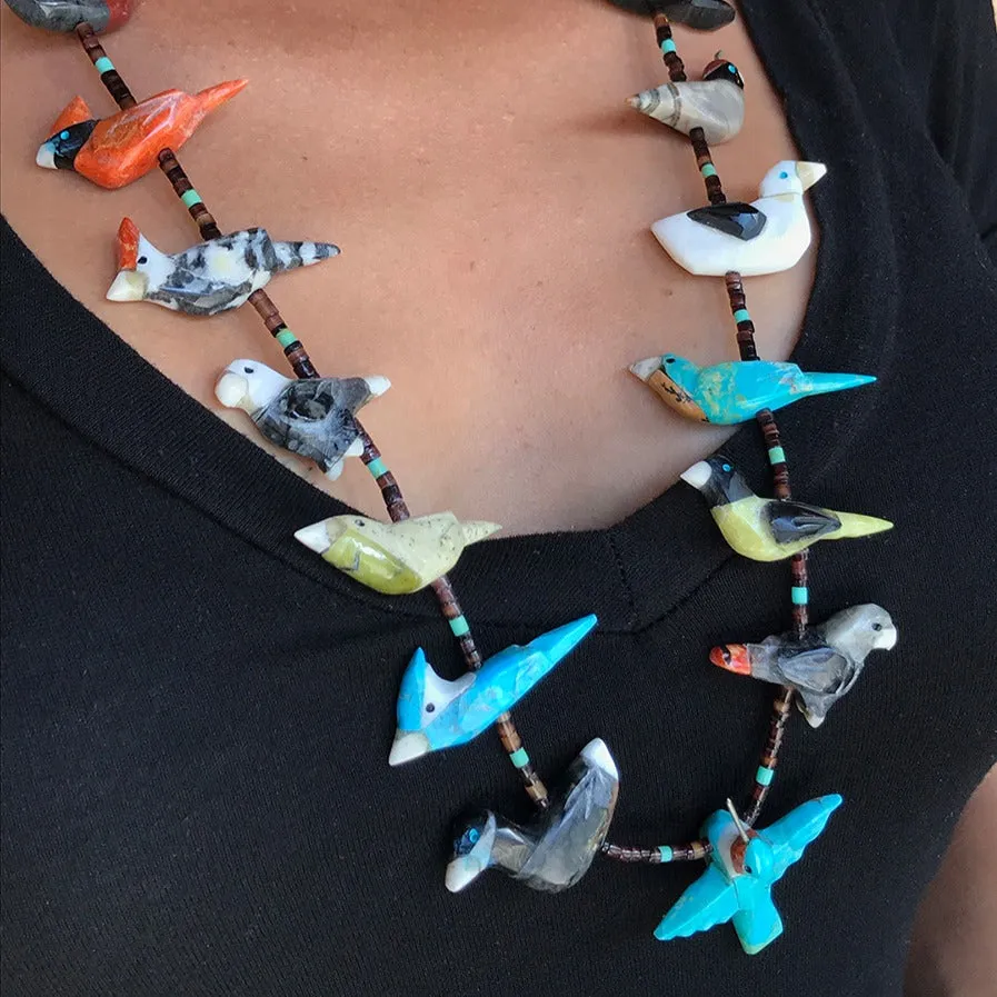 Zuni Fetish Necklace Semi-precious Stone Inlay